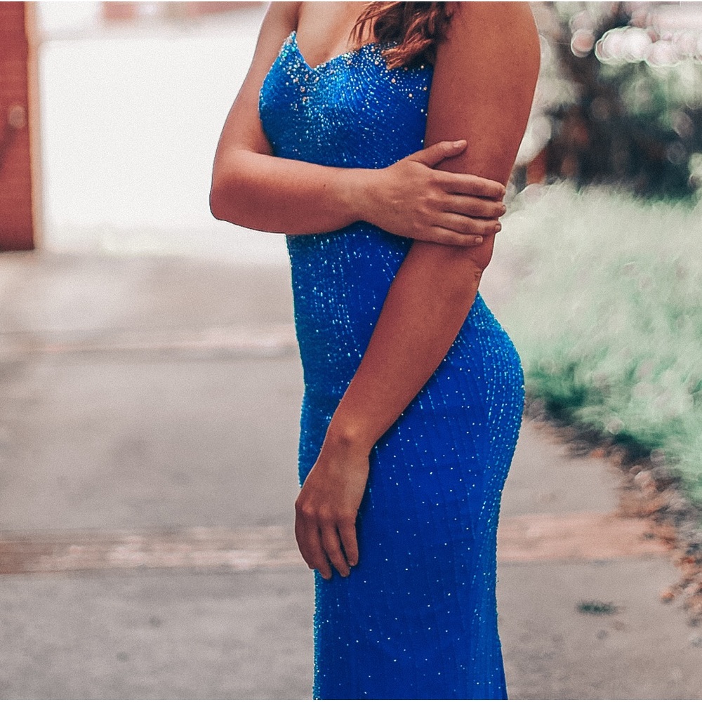 Royal Blue Vintage (90s) Tiffany’s Straight Prom Dress
